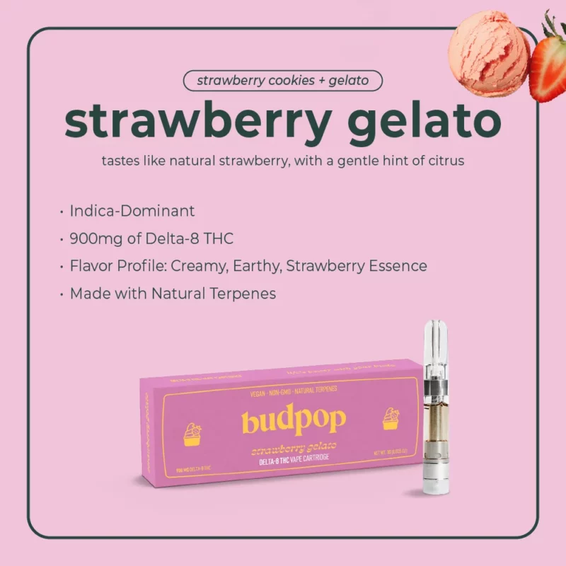 Strawberry Gelato Delta 8 THC Vape - BudPop