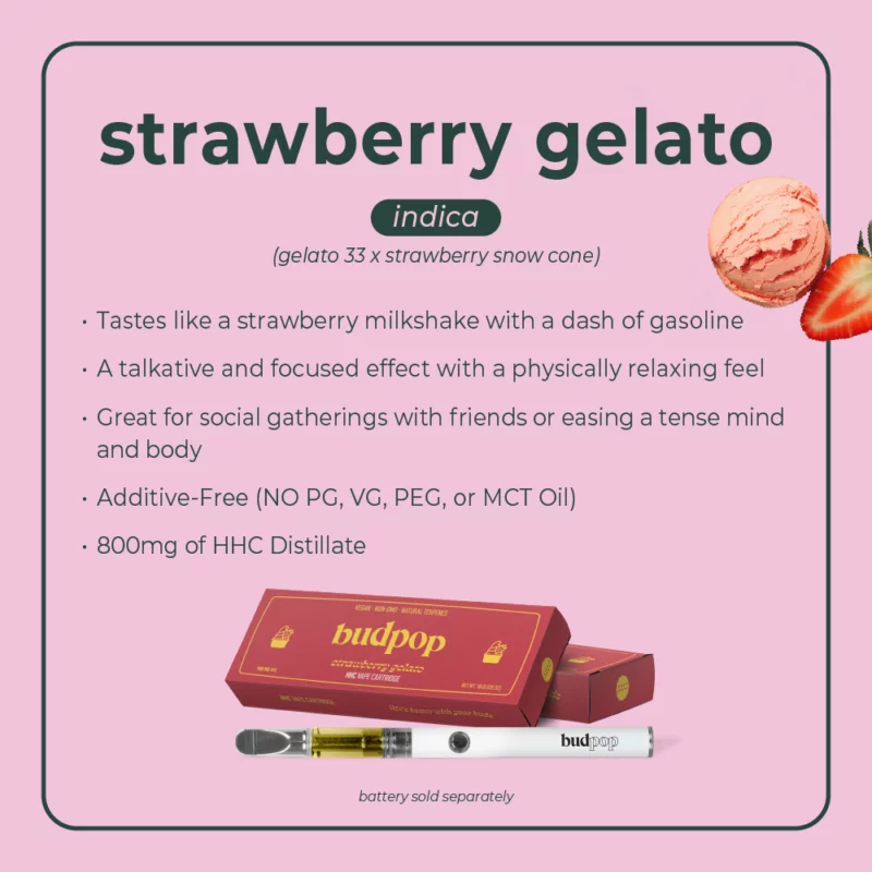 HHC Vape Cartridges Strawberry Gelato - BudPop