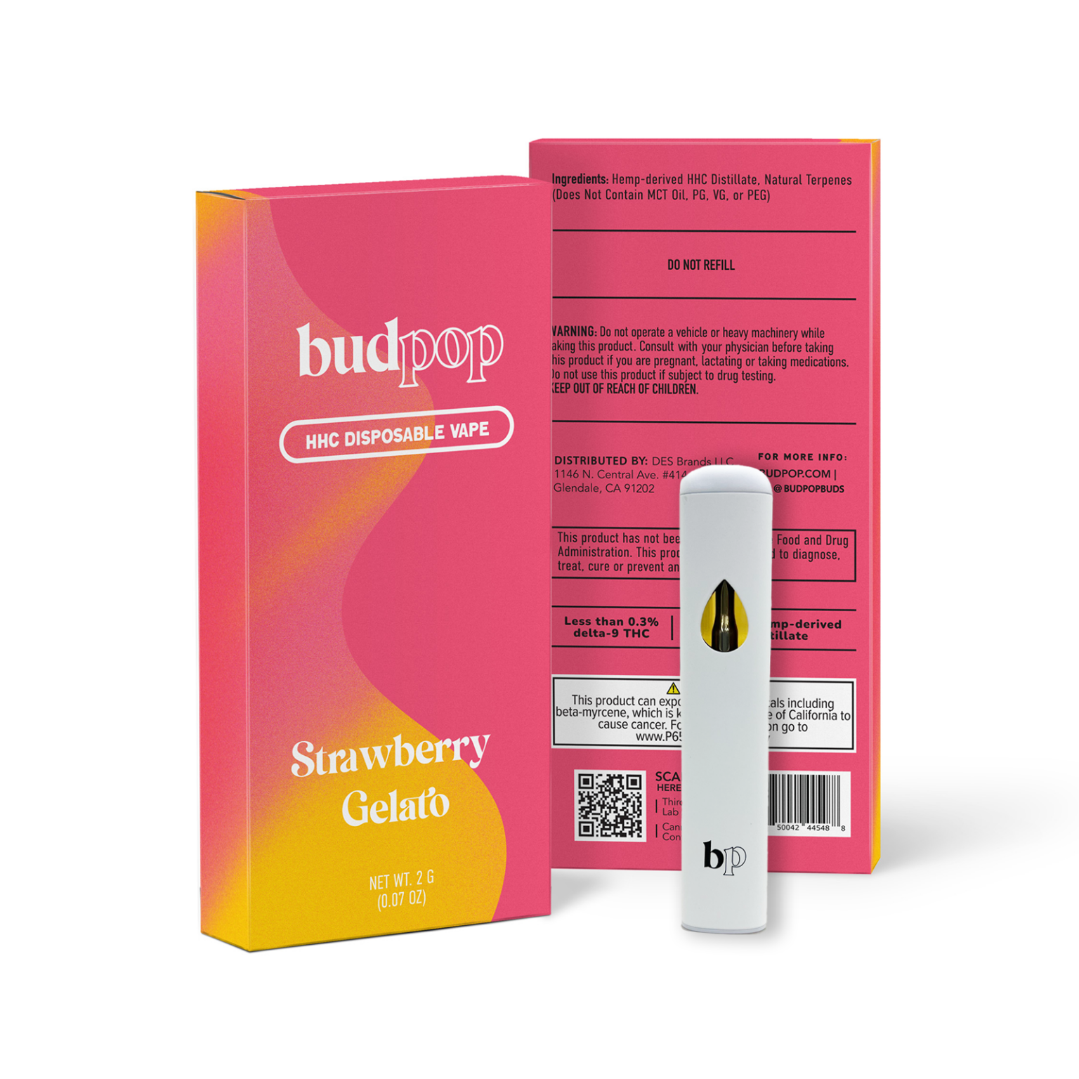 HHC Disposable Vape Pen Strawberry Gelato BudPop