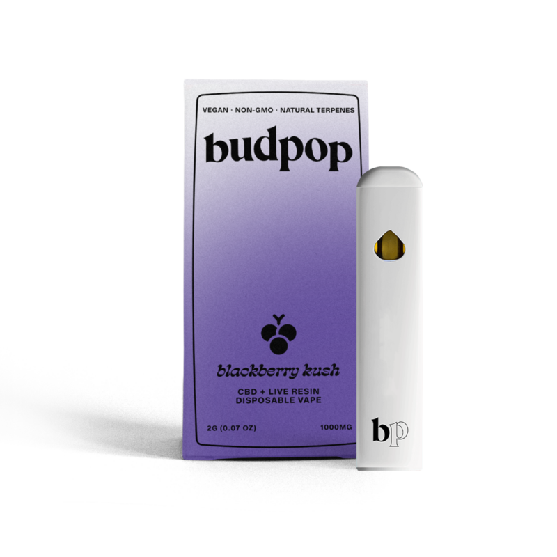 CBD Broad Spectrum + Live Resin 2G Disposables (1000 mg) - Blackberry Kush - BudPop