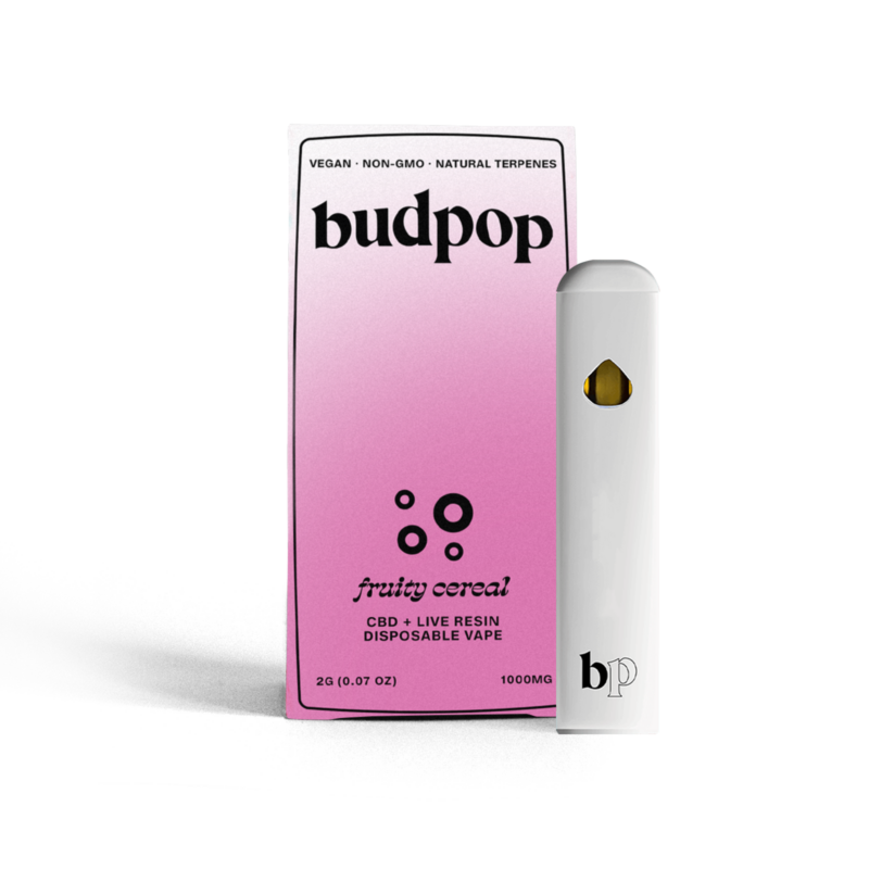 CBD Broad Spectrum + Live Resin 2G Disposables (1000 mg) - Fruity Cereal | BudPop