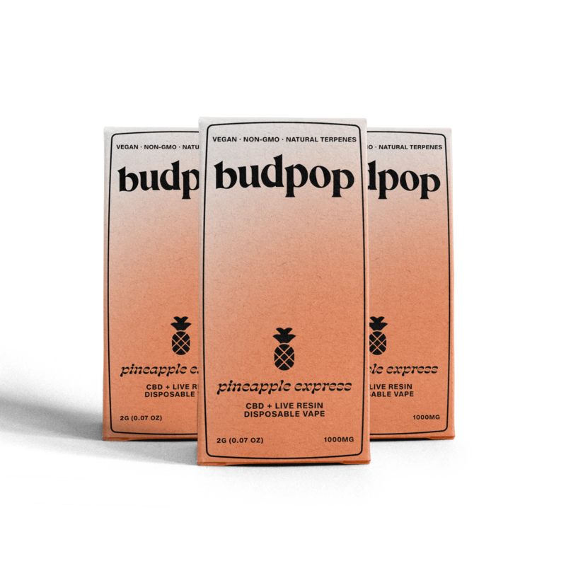 CBD Broad Spectrum + Live Resin 2G Disposables (1000 mg) - Pineapple Express - BudPop