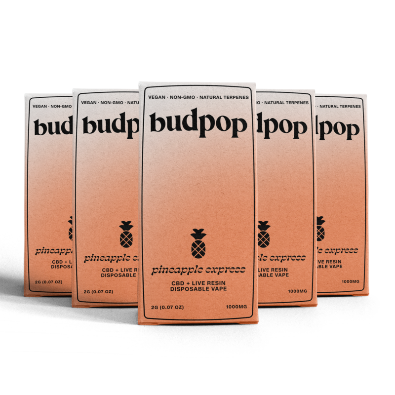 CBD Broad Spectrum + Live Resin 2G Disposables (1000 mg) - Pineapple Express - BudPop
