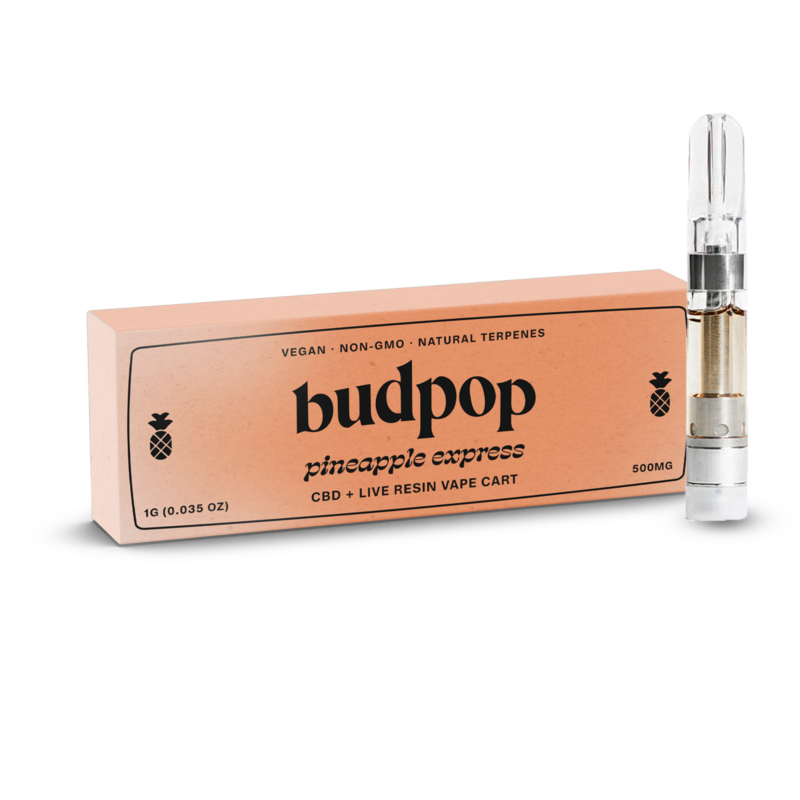 CBD Broad Spectrum + Live Resin 1g Vape Carts (500 mg) - Pineapple Express - BudPop