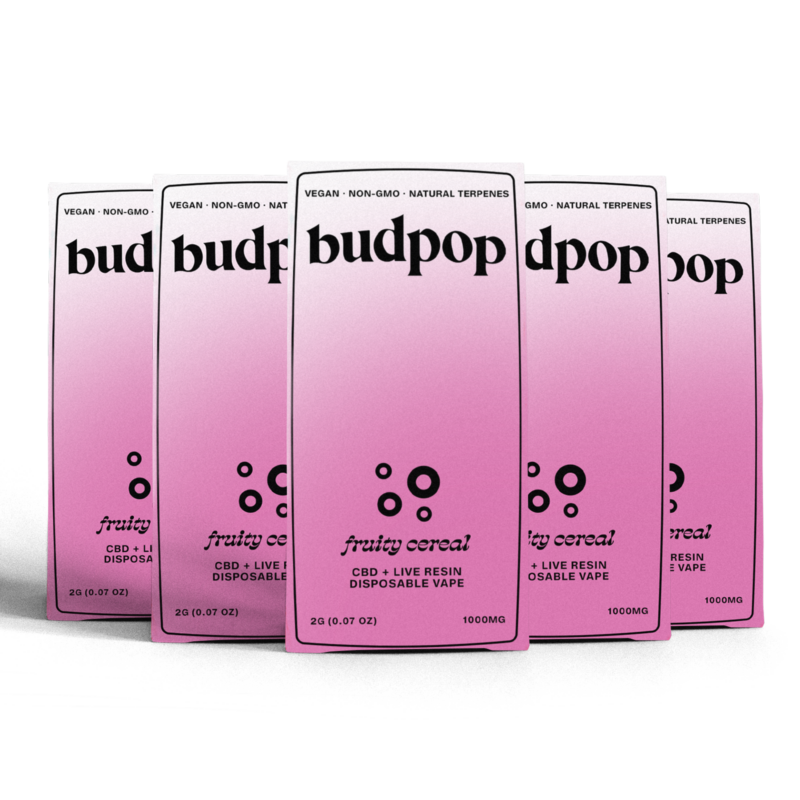 CBD Broad Spectrum + Live Resin 2G Disposables (1000 mg) - Fruity Cereal | BudPop