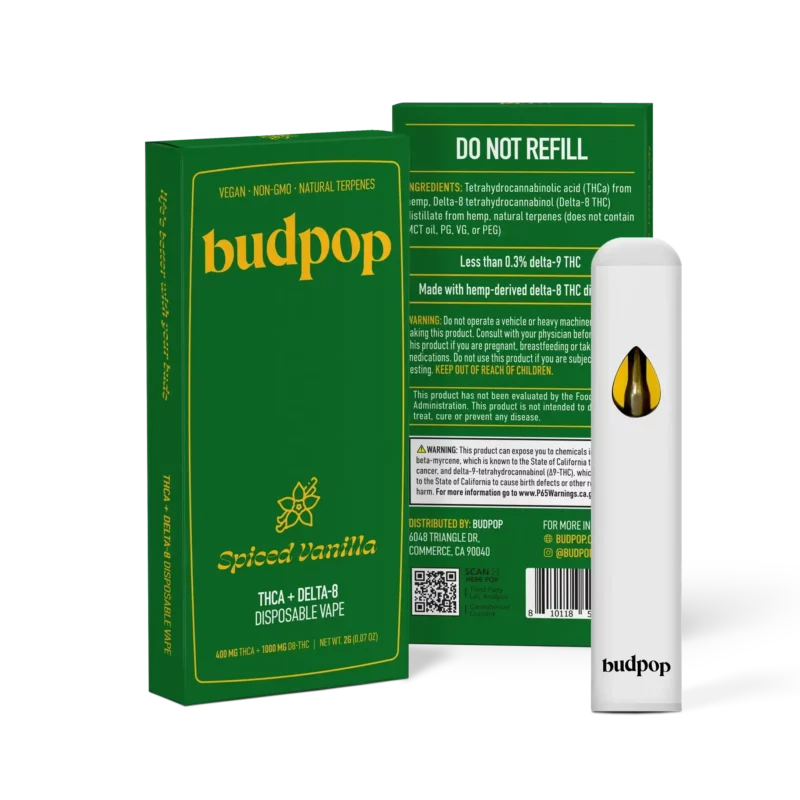 Spiced Vanilla Disposable - THCa & Delta 8 - BudPop