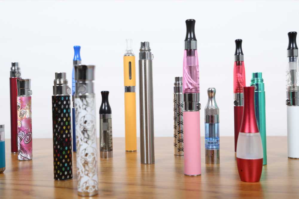 different types of vapes standing upright