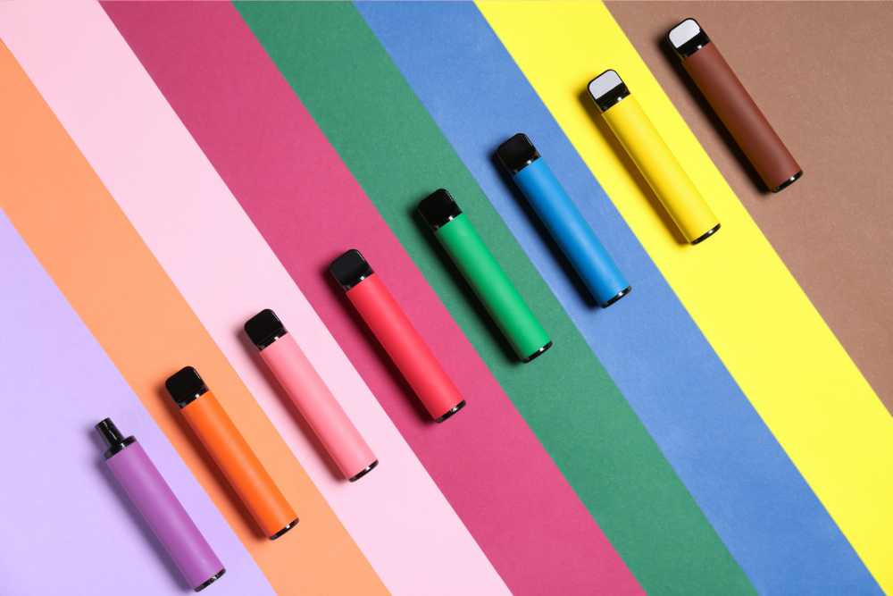 rainbow array of disposable vapes