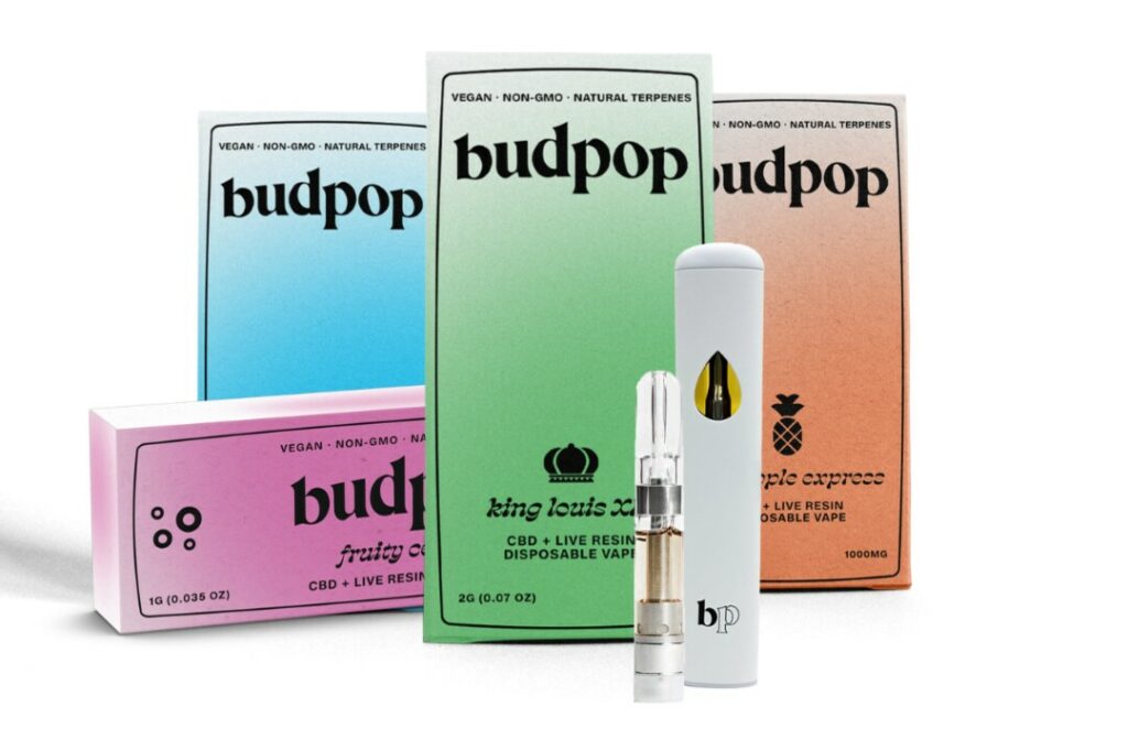 assortment of cbd live resin budpop vapes