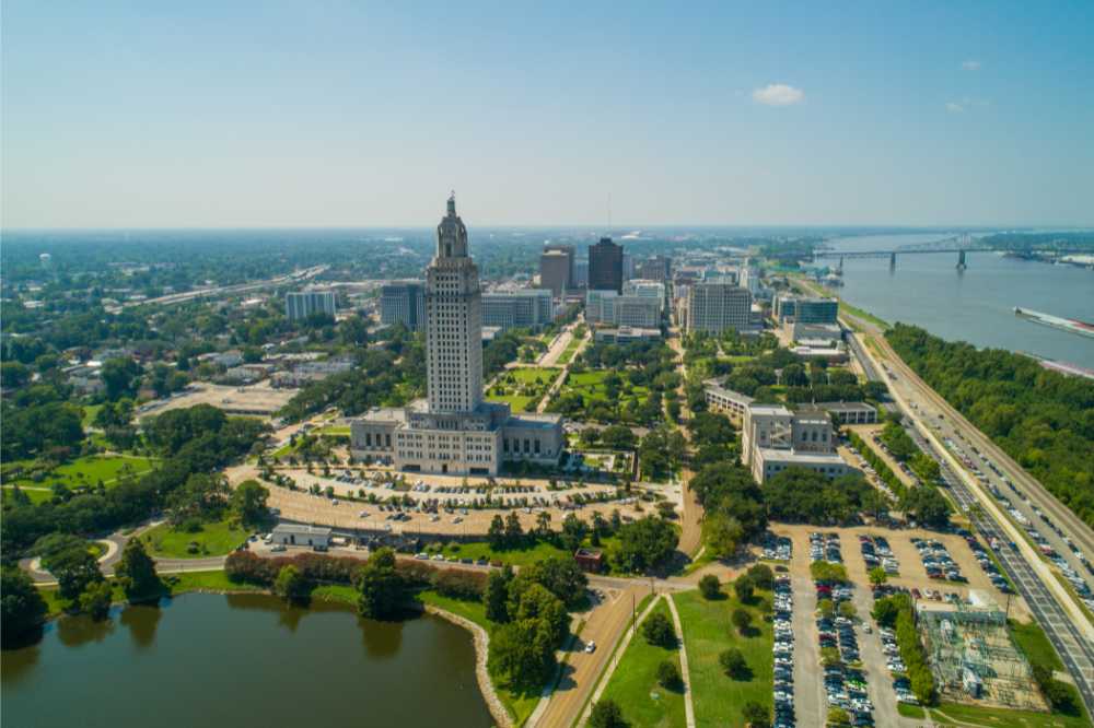 aerial shot of baton rouge louisiana