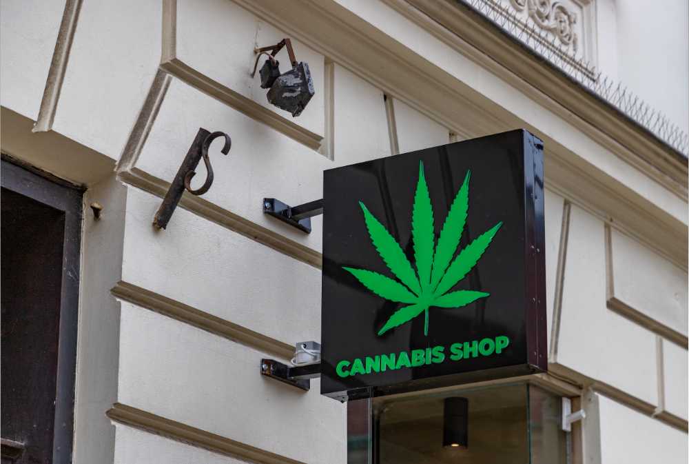 cannabis shop sign in daylight