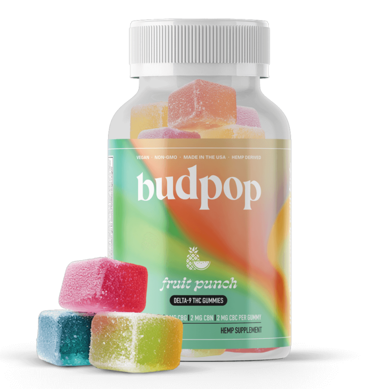 15 mg edible - Fruit Punch D9 Gummy Cubes | BudPop