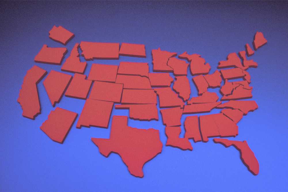 united states map states detached from each other