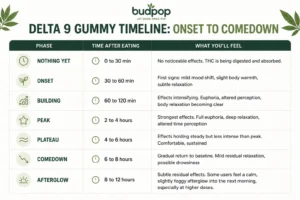 Delta 9 gummy timeline onset to comedown