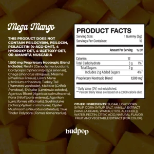 Budpop Mega Mango Magic Mushroom Gummies