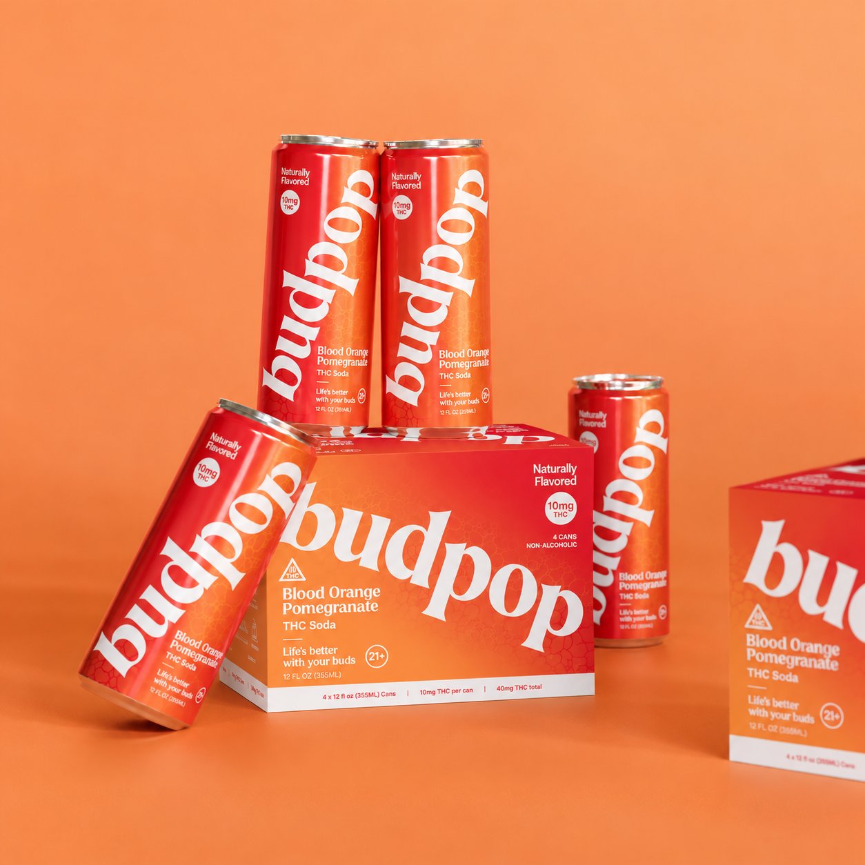 Blood Orange Pomegranate THC Soda Blood Orange Pomegranate THC Soda - 10mg Cans and Box