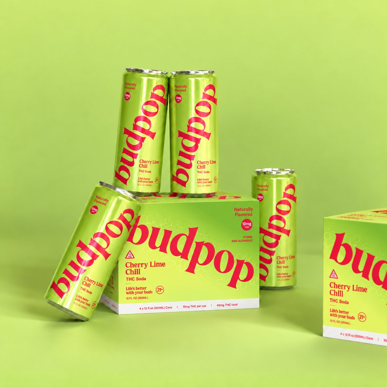 Cherry Lime Chill THC Soda Cherry Lime Chill THC Soda - 10mg Cans and Box